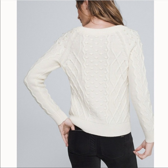 NWT WHBM Pearl Cable Pullover Sweater Lg - Picture 3 of 11